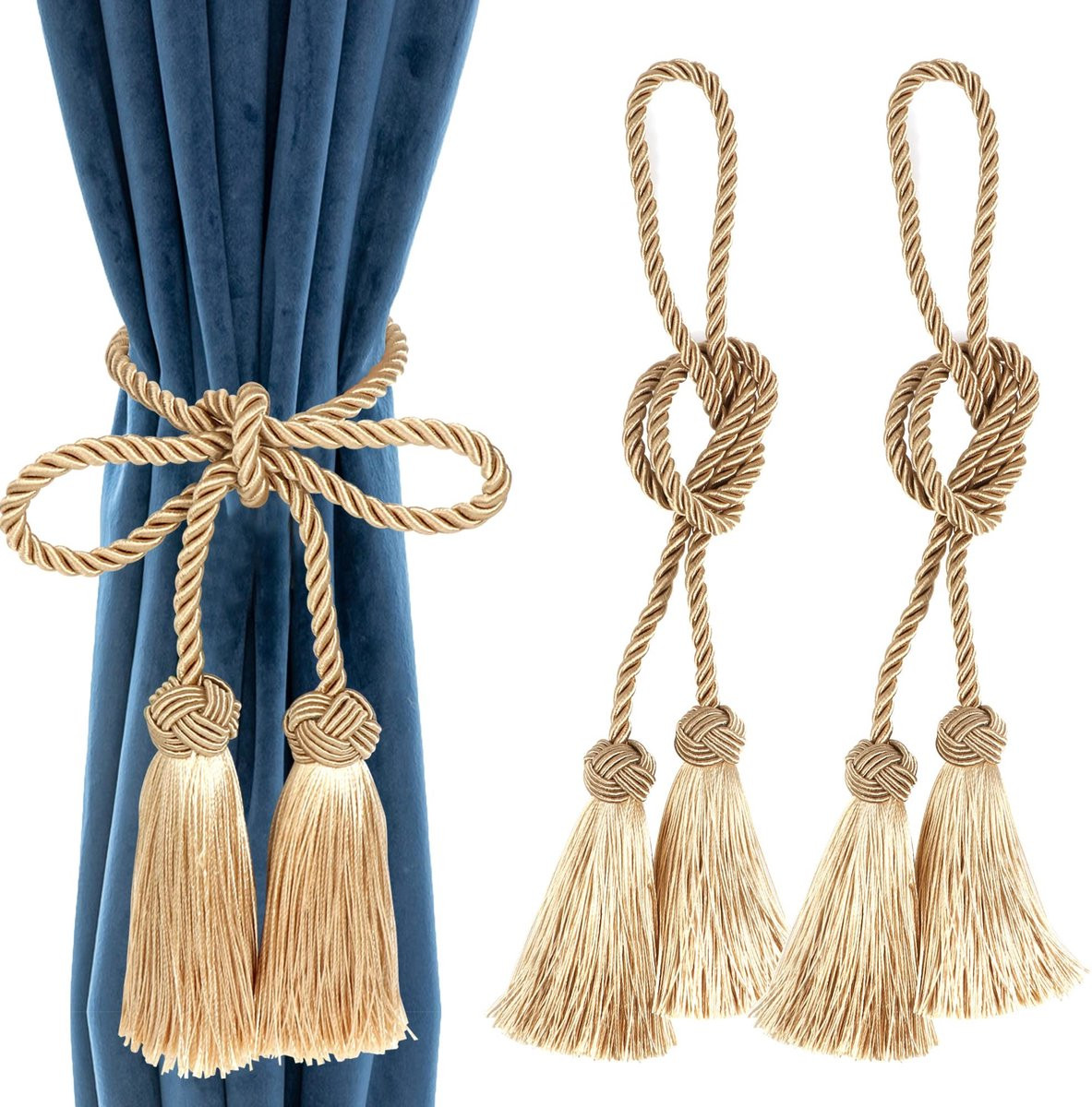 Boho Handgeweven Katoenen Gordijn Ties met Kwasten en Touw voor een Natuurlijke Interieurdecoratie