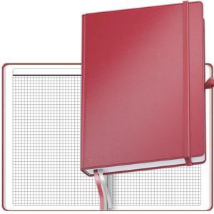 Leitz Notizbuch Complete, 44770025, Kunstleder Hardcover, rot, 80 Blatt / 160 Seiten, 100 g/m², kariert, A5