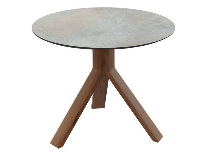 Stern Beistelltisch Freddie Ø 60 cm Teak Tischplatte Silverstar