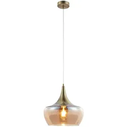 Decken Pendel Leuchte messing antik Wohn Ess Zimmer Beleuchtung RETRO Glas Hänge Lampe bernstein