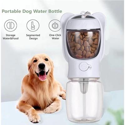 Perfect Picks Market Portable Pet Water Bottle With Food Storage For Dogs & Cats Perfect For Outdoor Adventures white