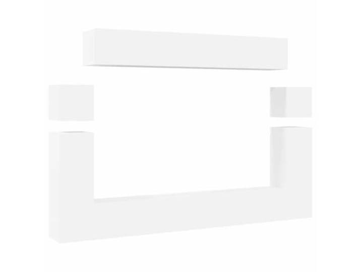 hliofuir 8-tlg. TV-Schrank-Set Hängend Weiß Holzwerkstoff Flexible Wandmontage für Ordnung im Schlafzimmer und Heimkino mit pflegeleichten Oberflächen für Medien.