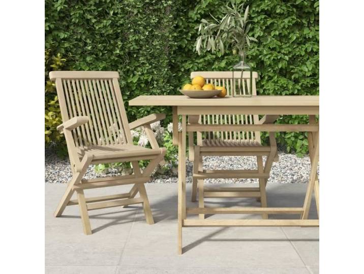 Chaises de jardin pliantes 2pcs gris 56x61x89cm bois de teck 362764