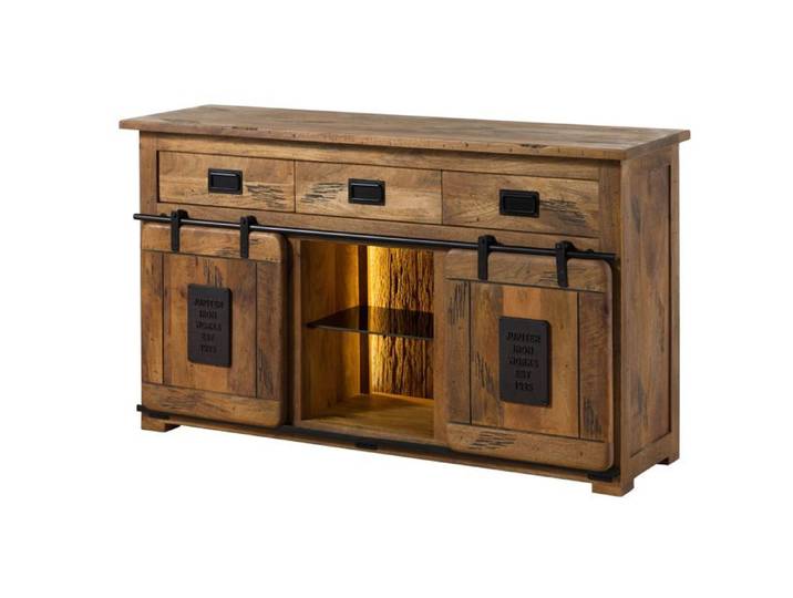 Buffet bas RAILWAY LUX #100 natur 150x45x90 (BxTxH) bois massif