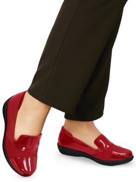 Wide Width Women's The Annete Bunion Friendly Slip On Orthotic Flat by Comfortview in Red (Size 8 W)