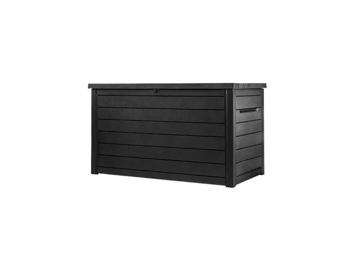 Keter Coffre de rangement Ontario XXL coffre en résine style bois verrouillable résistant Graphite - 870L - 147x83x86 cm