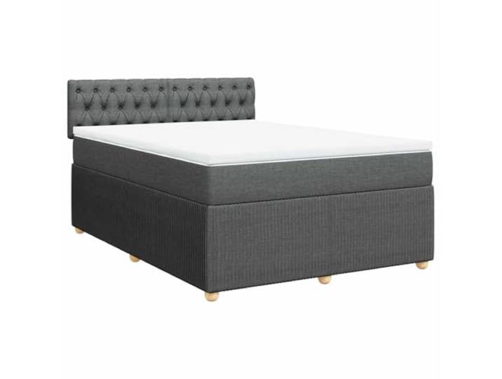vidaXL Boxspringbett mit Matratze Dunkelgrau 140x200 cm Stoff
