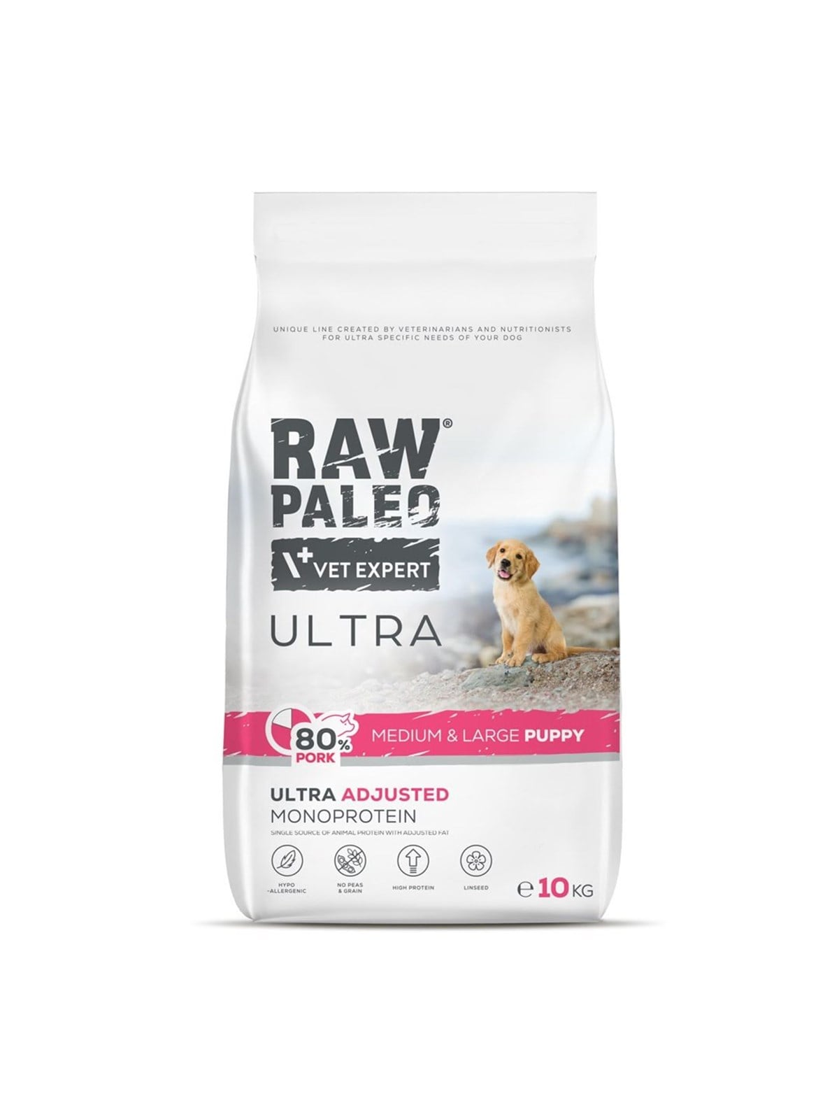VetExpert Raw Paleo Ultra Schwein Medium & Large Puppy - Trockenfutter für Hunde - 10kg