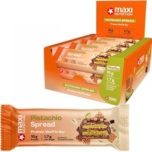 MaxiNutrition Proteinriegel Waffle Bar, 12 Riegel, Pistachio Spread, je 39 g, pro Riegel 10 g Protein