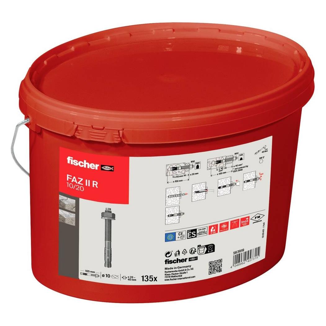 Fischer 563919 FAZ II 10/20 R Eimer (135) Bolzenanker 105 mm 10 mm 135 St. (135 Stk.) (563919)