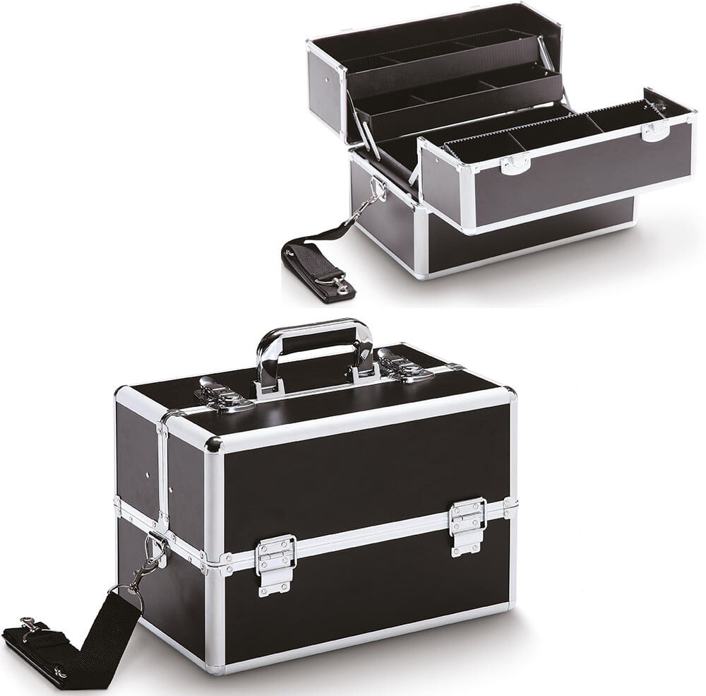 Bauletto con tracolla con scomparti chiusura con chiave per estetista make up