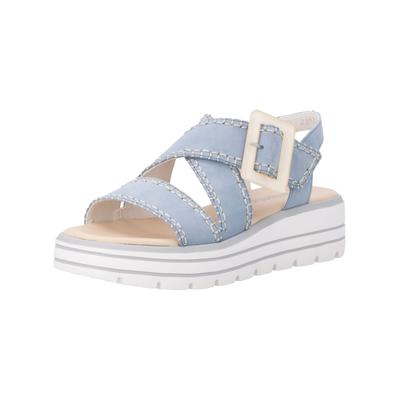 Keilsandalette REMONTE "Remonte Sandalen Leder", Damen, Gr. 39, blau (aqua), Leder, Schuhe