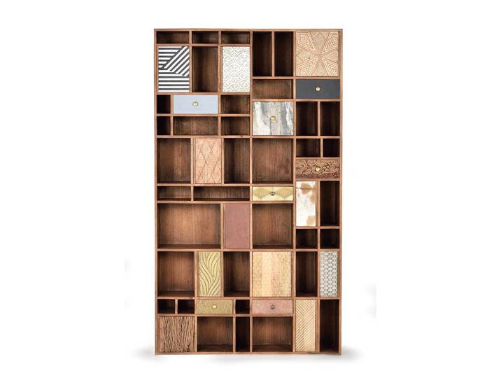 Bibliothèque en bois de manguier couleur noyer clair