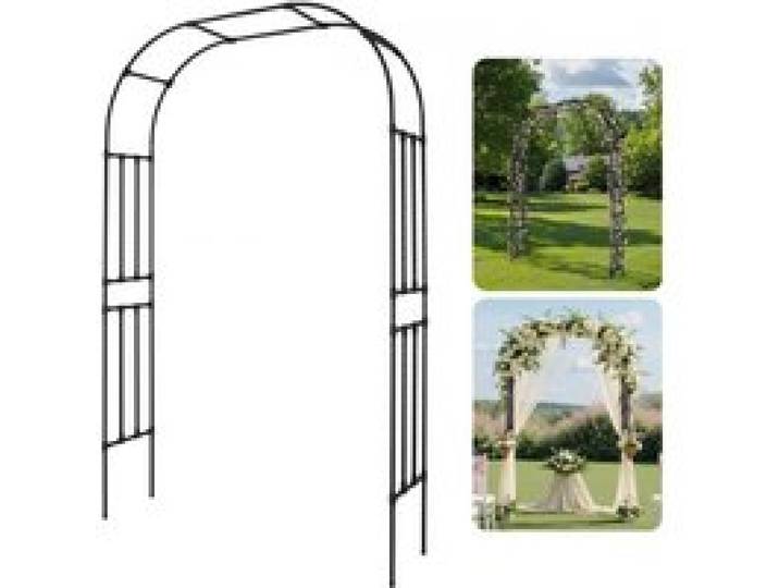 VEVOR Gartenbogen, 2400x1500x400 mm Rosenbogen, Rankhilfe, Kletterhilfe, Metallbogen, stabiler Rosenspalier für den Außenbereich mit Pfählen, ideal für Hof, Rasen, Hochzeitsfeier-Dekoration
