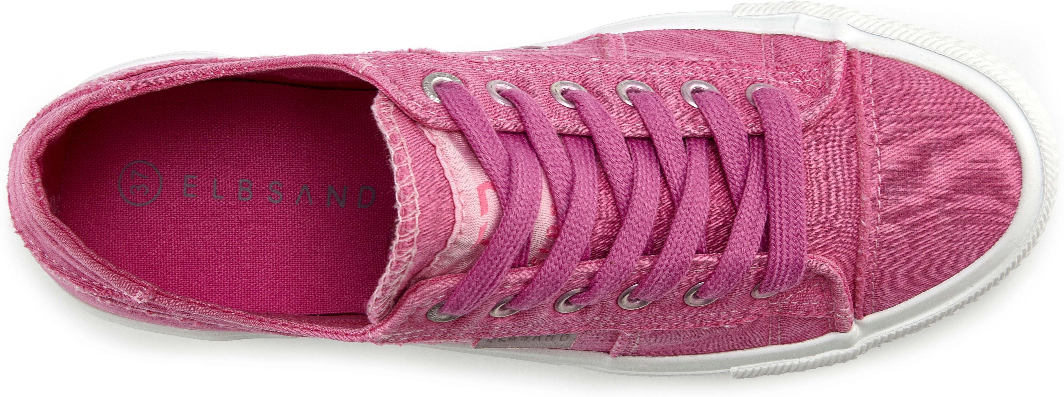 Sneaker ELBSAND "Schnürschuh, Stoffschuhe, Textilschuhe, Turnschuh, Freizeitschuh", Damen, Gr. 36, Textil, pink (magenta), Obermaterial: 100% Textilmaterial. Decksohle: 100% Textilmaterial. Futter: 100% Textilmaterial. Laufsohle: 100% Synthetik, unifarben