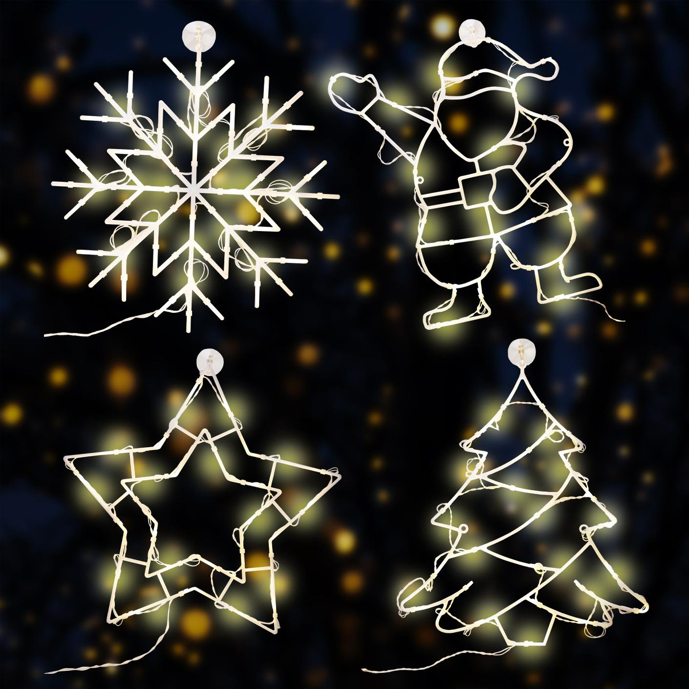 COM-Four XL LED kerstverlichting raamlichtslinger met 4 stuks
