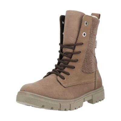 Schnürstiefelette RICOSTA "Ricosta Stiefelette Nubukleder", Mädchen, Gr. 34, beige (hellbraun), Nubukleder, Schuhe Schnürstiefelette