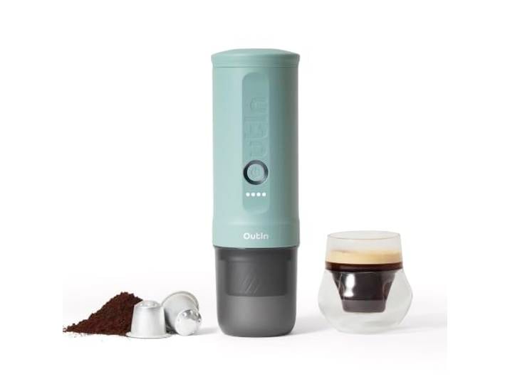 OutIn Nano 2 Tragbare Elektrische Espressomaschine, Reisekaffeemaschine Schnellheizung, 45 W USB-C-Schnellladen, für Kaffeepulver & NS-Kapseln, Camping, Wohnmobil, Wandern & Büro, Canyon Green