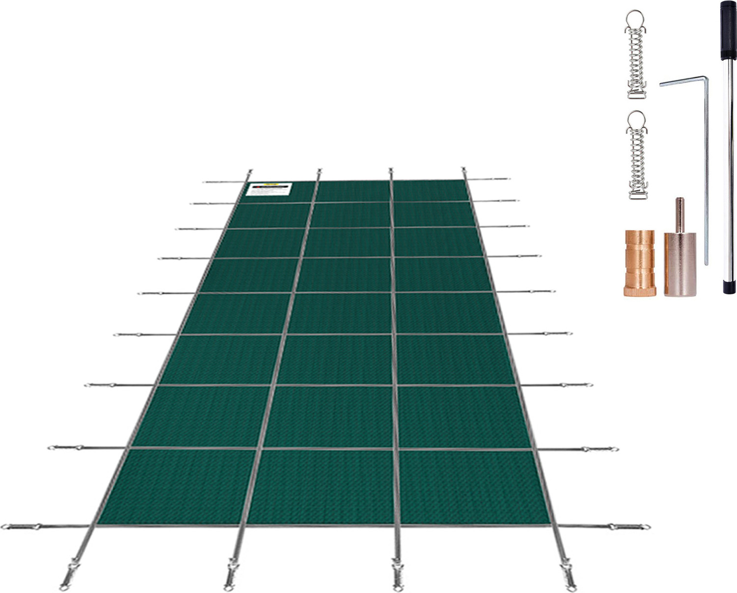 Pool Abdeckplane, Passend für Rechteckige, Eingelassene Pools (4,9x12,2 m), Winterabdeckplane mit Ablauflöchern, Netzabdeckung für Schwimmbecken, Sicherheitsabdeckung, Grün