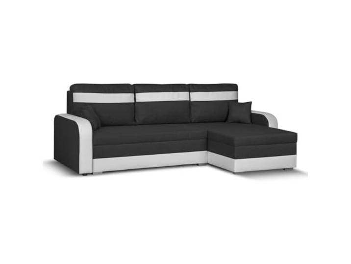 SENTO TRADE Ecksofa mit Schlaffunktion, Bettkasten, L-Form Eckcouch, Schlafsofa, Bonellfederkern, CONDI (dunkelgrau-weiß)