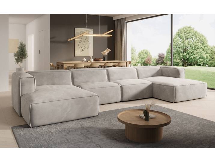 Designer Sofa Comfy U in Samt - Samt - Weiß - Luxusbetten24