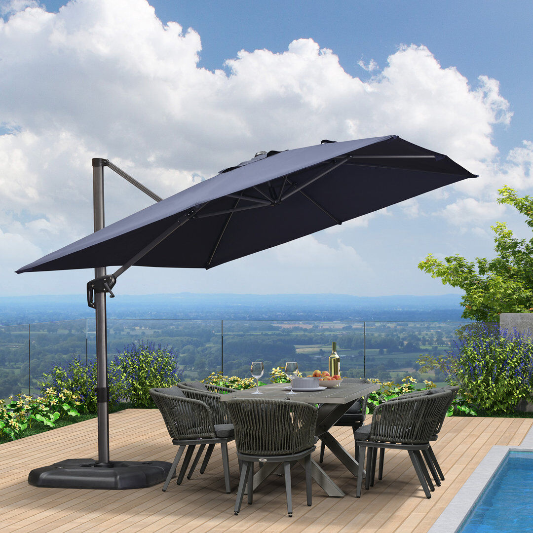 Blue Elephant 274 cm W X 335 cm D Rectangular Tilt Cantilever Parasol with Crank Lift Navy Blue 274cm H X 274cm W X 335cm D