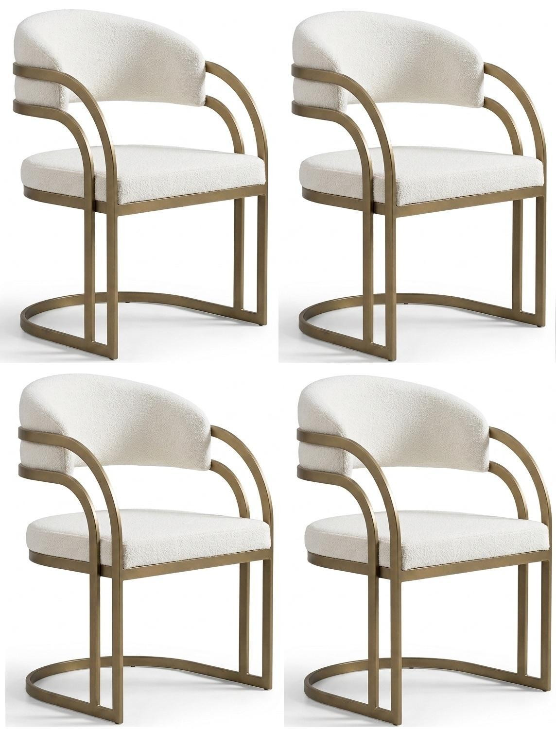 JVmoebel Beige stoelset van vier stuks voor de eetkamer of keuken