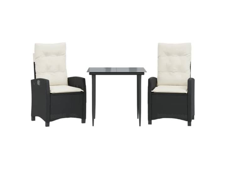 PUGYNBK Esszimmer-Set für den Garten, 3-teilig, synthetisches Rattan, schwarz