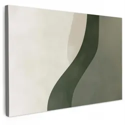 LEINWANDBILD Japandi - Grün - Abstrakt - Modern Gemälde 60x40 cm