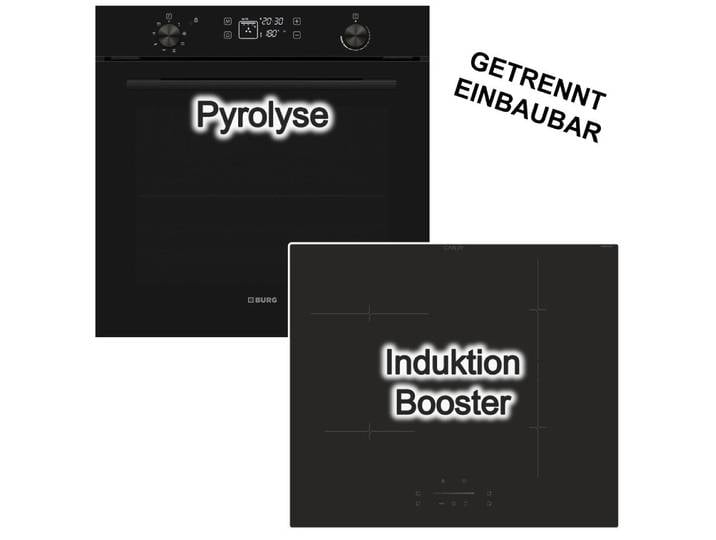 VESTEL Backofen-Set 78L Pyrolyse Backofen visioTouch+ Induktionsfeld Candy Booster Slider, Pyrolyse-Selbstreinigung