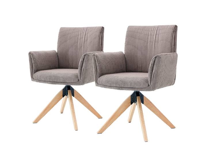 Drehbarer Armlehnenstuhl EVIRA 2er-Set 65 x 90 x 62cm Beige/Beige