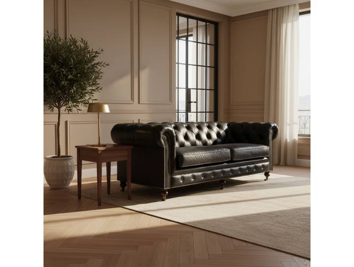 Canapé Chesterfield en Cuir - Noir