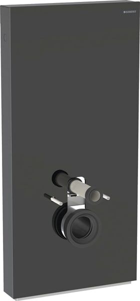Module WC suspendu Geberit Monolith 131222SJ6 hauteur 101cm, façade en verre noir, côté en aluminium chromé noir