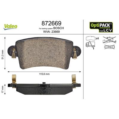 VALEO Bremsbelagsatz, Scheibenbremse 872669 Hinterachse für Opel RENAULT