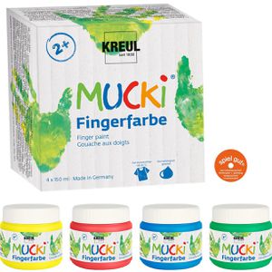 Kreul Fingerfarbe Mucki 2314, 4 Farben je 150ml, auswaschbar