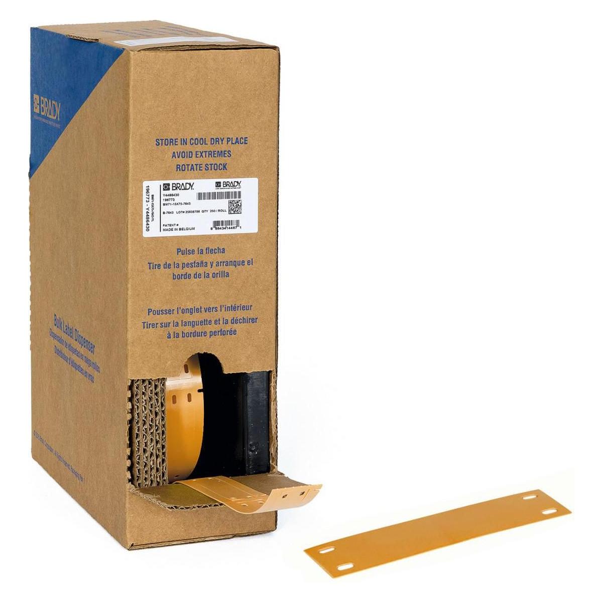 Brady BM-15x75-7643-OR, Heatex Schilder, Orange, matt, 15.00 x 75.00 mm, nicht klebend, Grossrolle (BM-15X75-7643-OR)