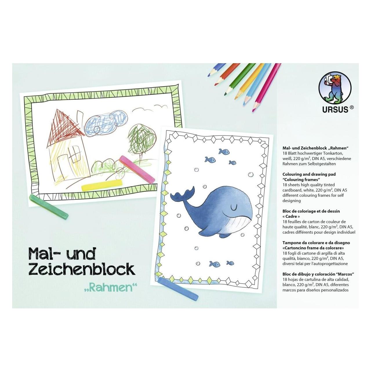 Ursus Mal- und Zeichenblock mit Rahmen A5 220g/qm 18 Blatt (A5) (4909200F)