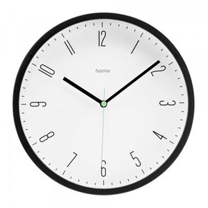 Hama Wanduhr Capri, Kunststoff, analog, Quarzuhr, Ø 25 cm, schwarz