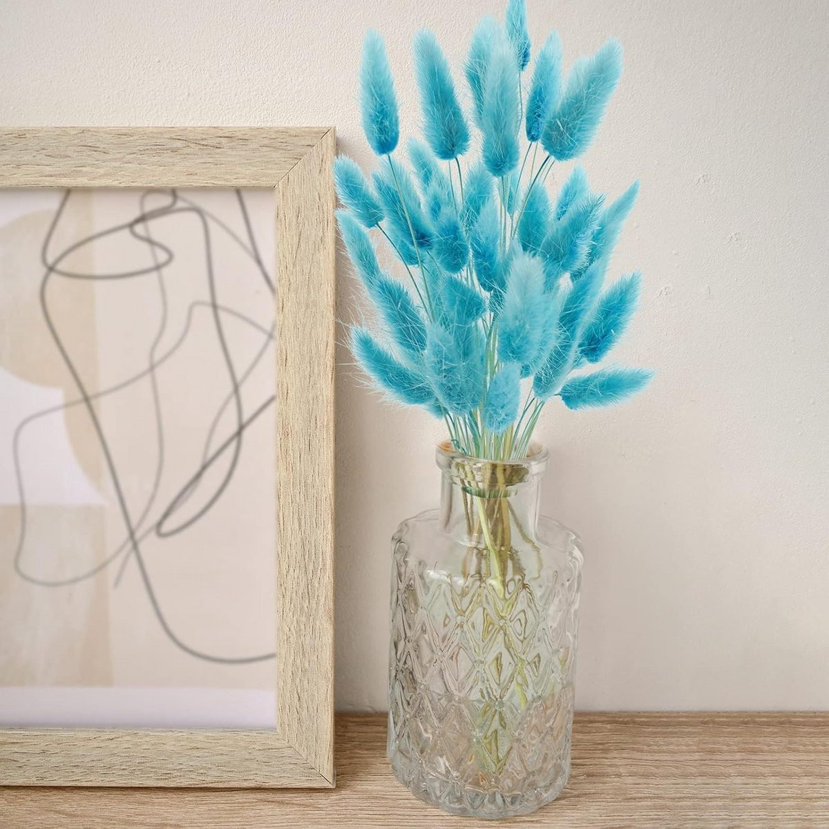 Set van 60 gedroogde bloemen voor decoratie met pampasgras en sierlijke takken, Hoogte: 43 cm