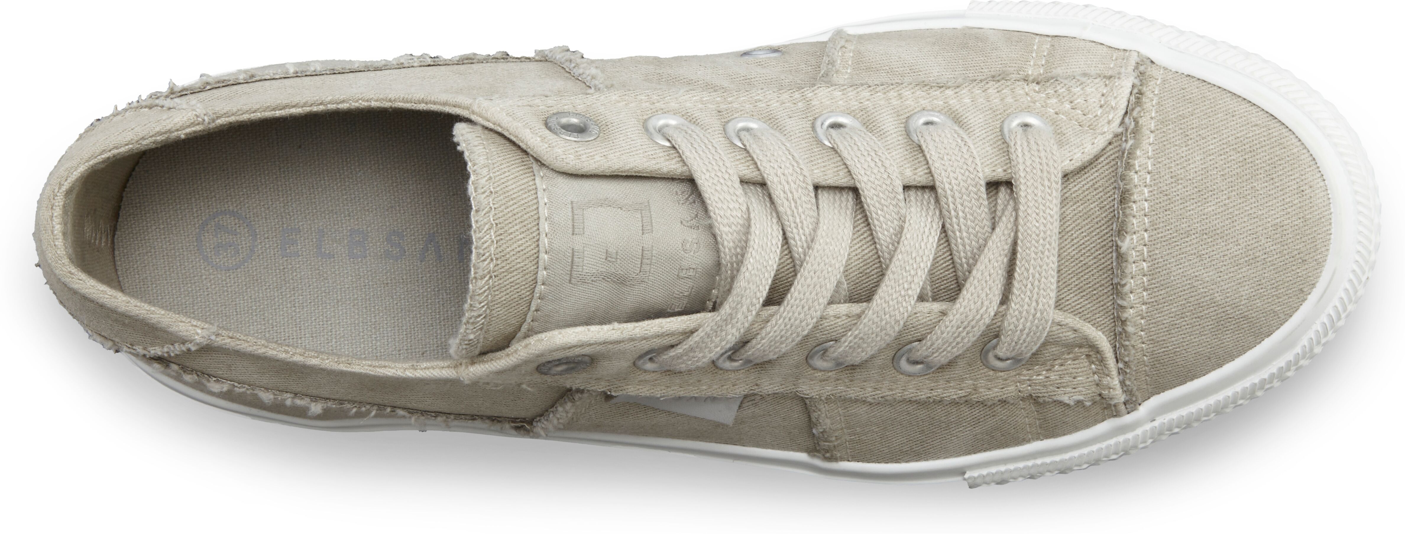 Sneaker ELBSAND "Schnürschuh, Stoffschuhe, Textilschuhe, Turnschuh, Freizeitschuh", Damen, Gr. 43, grau (hellgrau), Obermaterial: 100% Textilmaterial. Decksohle: 100% Textilmaterial. Futter: 100% Textilmaterial. Laufsohle: 100% Synthetik, unifarben, used,