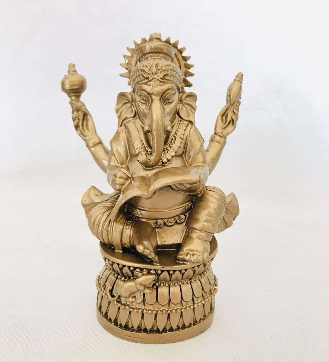 Ganesh of Ganapati Tantra Ganesha beeld koperkleur B: 9,5 cm, D: 4 cm, H: 12 cm