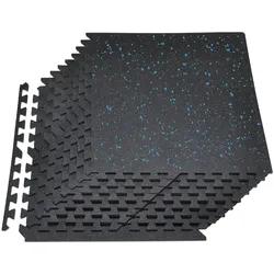 VEVOR 24 x Puzzlematte Bodenschutzmatte 610 x 610 x 10 mm, Hochdichte EVA-Schaumstoffmatte, Ineinandergreifende Fitnessmatte Gymnastikmatte Sportmatte, Trainingsmatte (Schwarz) mit Blauen Punkten