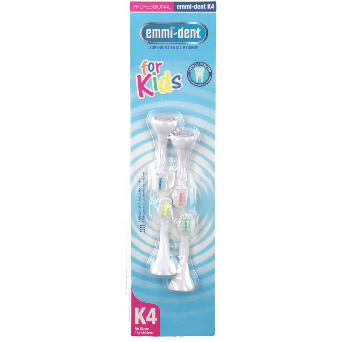 Emmi-Dent Ultrasonic Opzetborstels K4 Kids Metallic 4 St Zahnbürste
