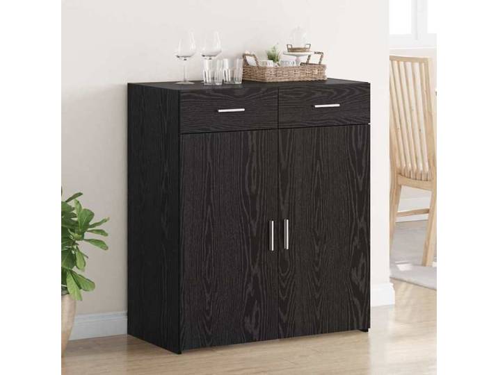 Meuble vêtements ZENCORE® - Cadre solide - Commode salon/Buffet de Cuisine - de rangement avec tiroir Chêne noir 80x42.5x93.59907