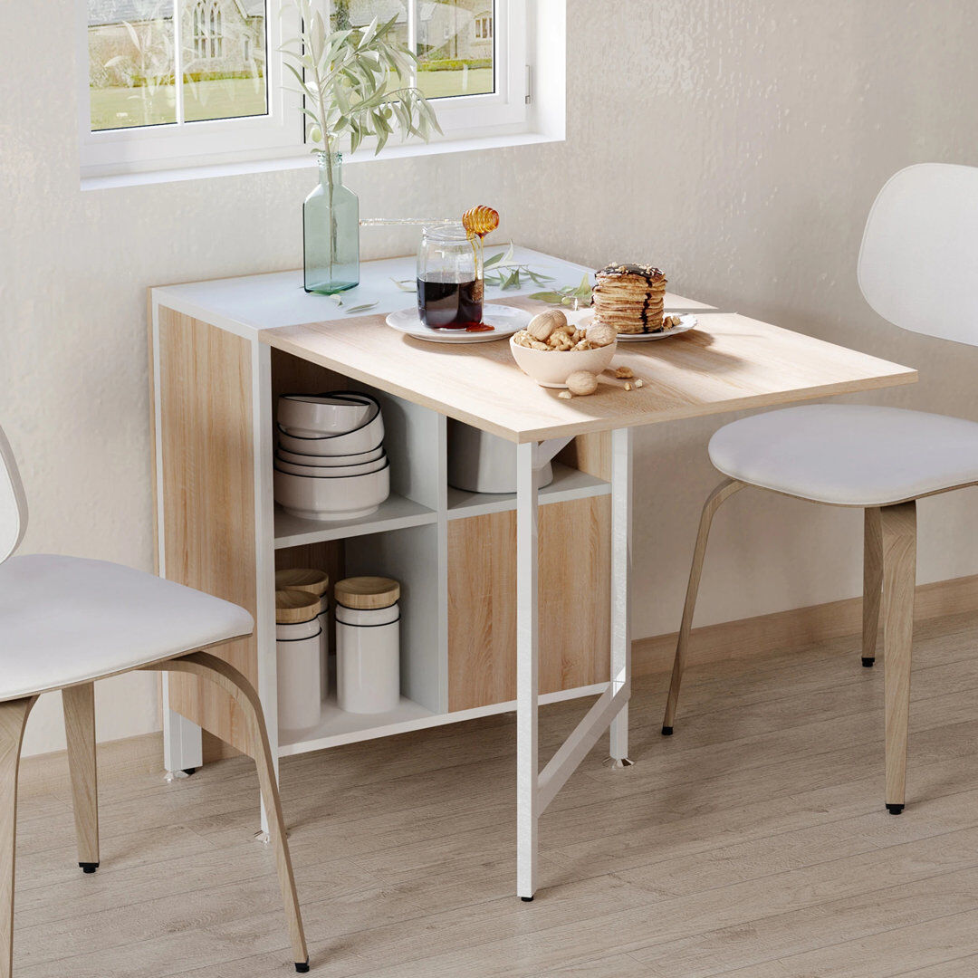 Latitude Run Amilia Metal Base Dining Table Oak