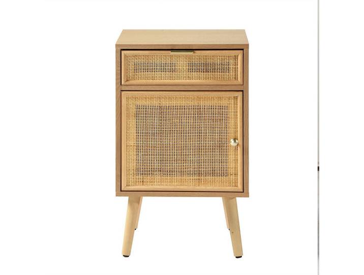 Calicosy Nachttisch mit natürlichem Rattangeflecht, Apfelbaumfarben, Holzwerkstoff, 36.5x71x42 cm, Schlafzimmer, Nachttische