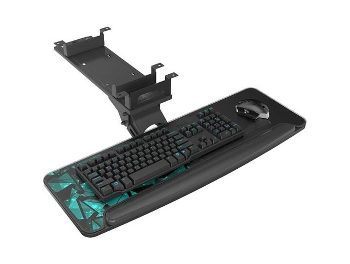 Plateau de Souris et Clavier réglable en Hauteur sous Le Bureau Grand tiroir Coulissant pivotant Clavier d'ordinateur Tapis Souris