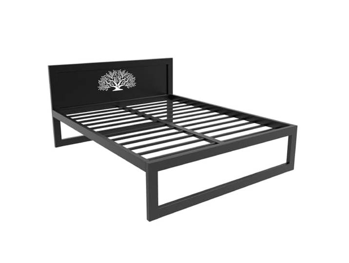 MetaloPro Metallbett 180x200 Ryka Standard Muster 12, Bett mit Lattenrost Lasergravur in Kopf- und Fußteil, Doppelbett bis 1000 kg belastbar, quietschfrei, Aufbau in 10 Min, 37 cm Stauraum, robust