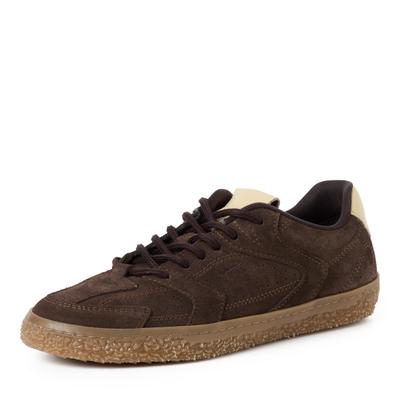 Plateausneaker TAMARIS, Damen, Gr. 38, Textil, dunkelbraun kombiniert, Veloursleder, aufgeraut, Basic, Schuhe Plateausneaker, Freizeitschuh, Schnürer, Halbschuh im Retro-Look
