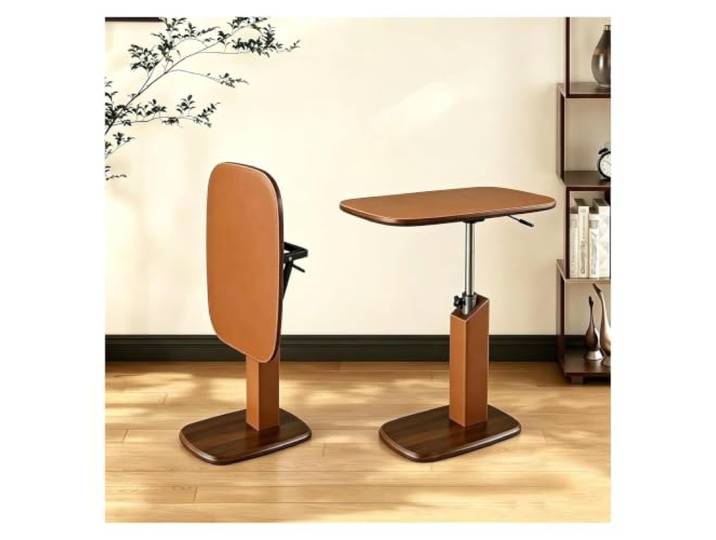 ZCXMNL Etlegor Höhenverstellbarer C-förmiger Beistelltisch Mit Versteckten Rädern, Um 360° Drehbarer Couchtisch, Couch-Beistelltische, Die Darunter Geschoben Werden Können(Orange)
